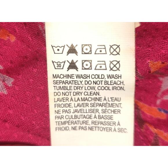 Vintage Lucky Brand Top Womens XL BOHO Peasant Burgundy Red Y2K Bohemian Floral - Picture 11 of 16